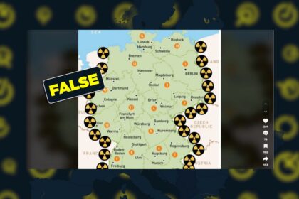 False map shows Germany surrounded by nuclear power plants