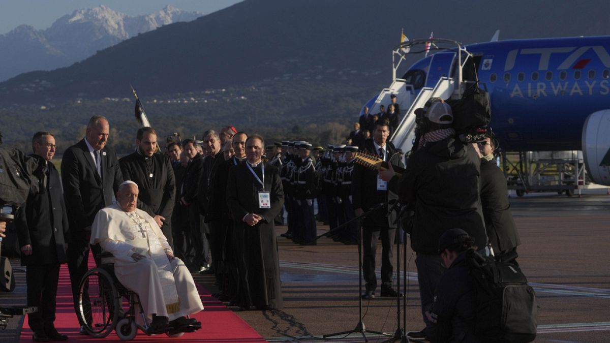 Pope Francis visits French island of Corsica for first time