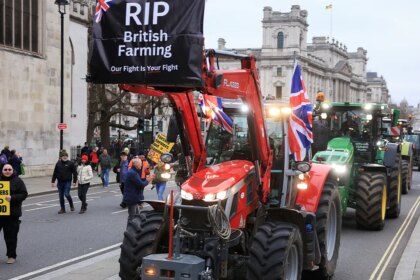 Hundreds of tractors block central London streets as farmers protest tax change