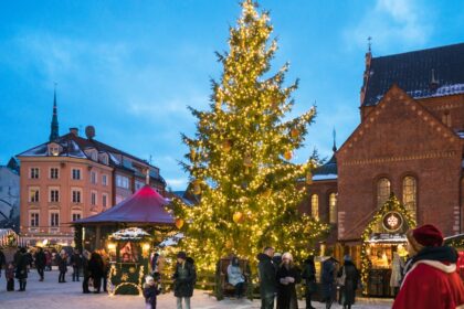 Latvia claims to have displayed the world’s first Christmas tree in 1510 adorned with artificial roses