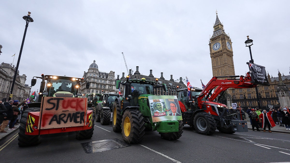 tractors in London streets during demonstration