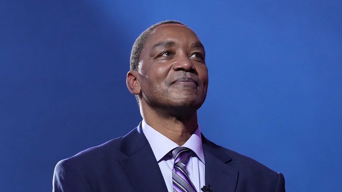 Isiah Thomas is introduced before a game