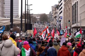 Thousands march in Brussels demanding permanent ceasefire in Gaza