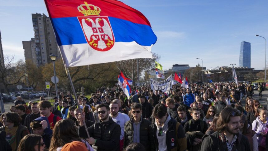 Serbian students continue protests with 80-kilometre march to Novi Sad