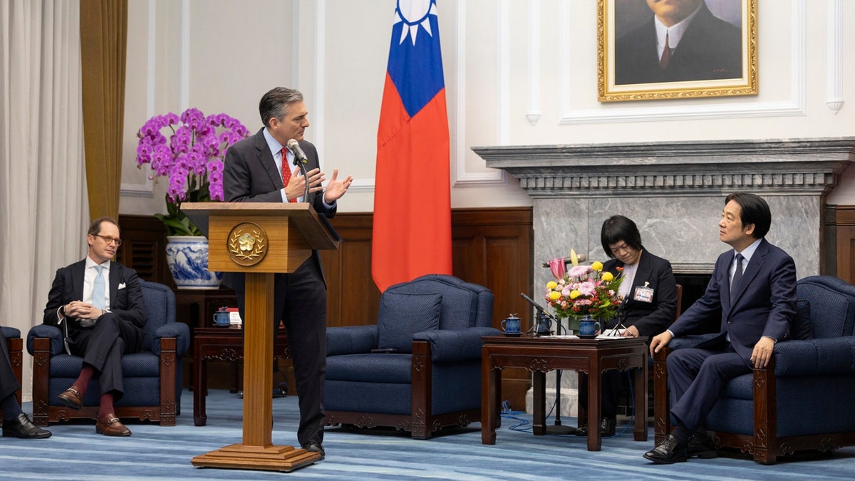 Taiwan President Lai meets David Trulio, President and Chief Executive Officer of the Ronald Reagan Presidential Foundation and Institute in Taipei.