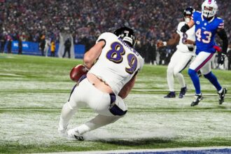 Ravens’ Mark Andrews faces scrutiny after two crucial mistakes in playoff loss to Bills