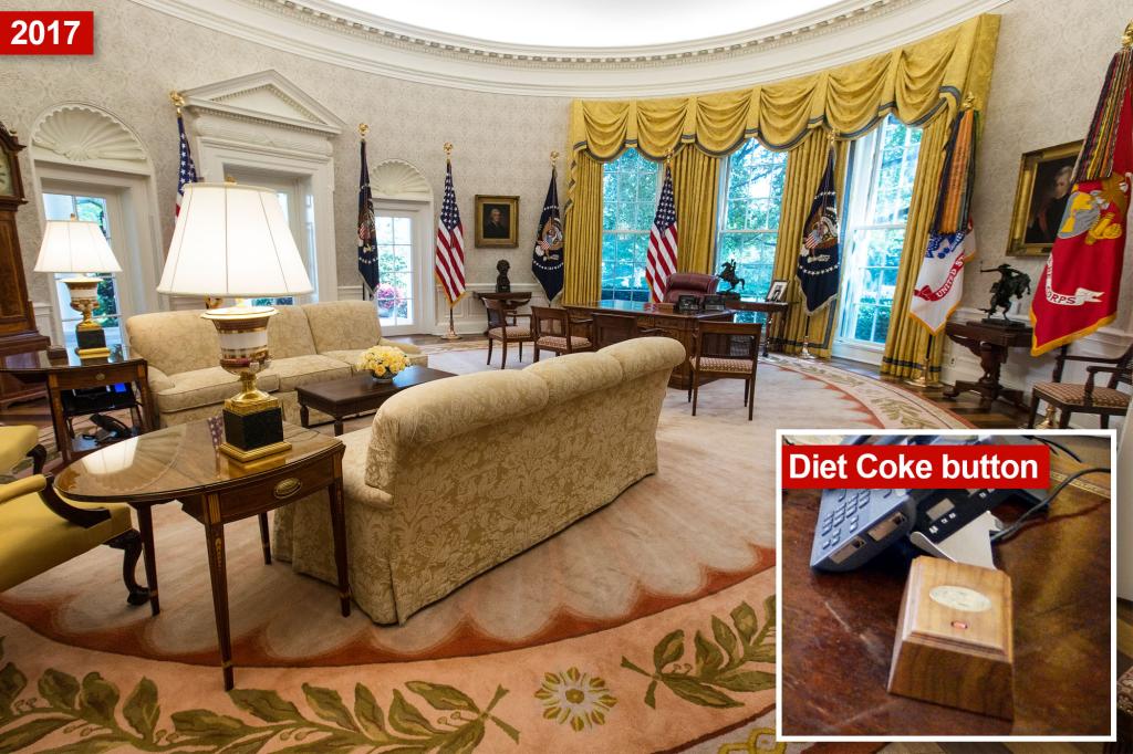 The Diet Coke button returns to the Oval Office after Trump inauguration 