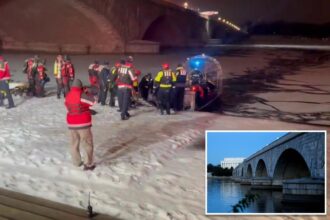 Divers pull man from icy Potomac River after car plunges off Arlington Memorial Bridge in DC