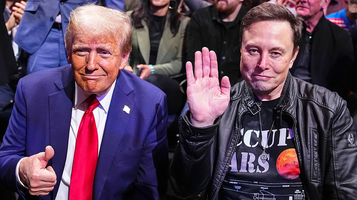 Donald Trump with Elon Musk, right