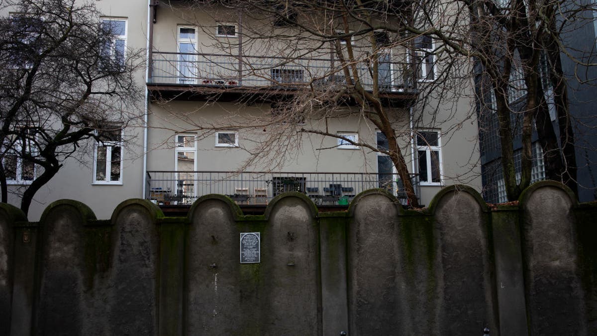 The remnants of a wall from the Jewish ghetto in Krakow, Poland. January 11, 2023.