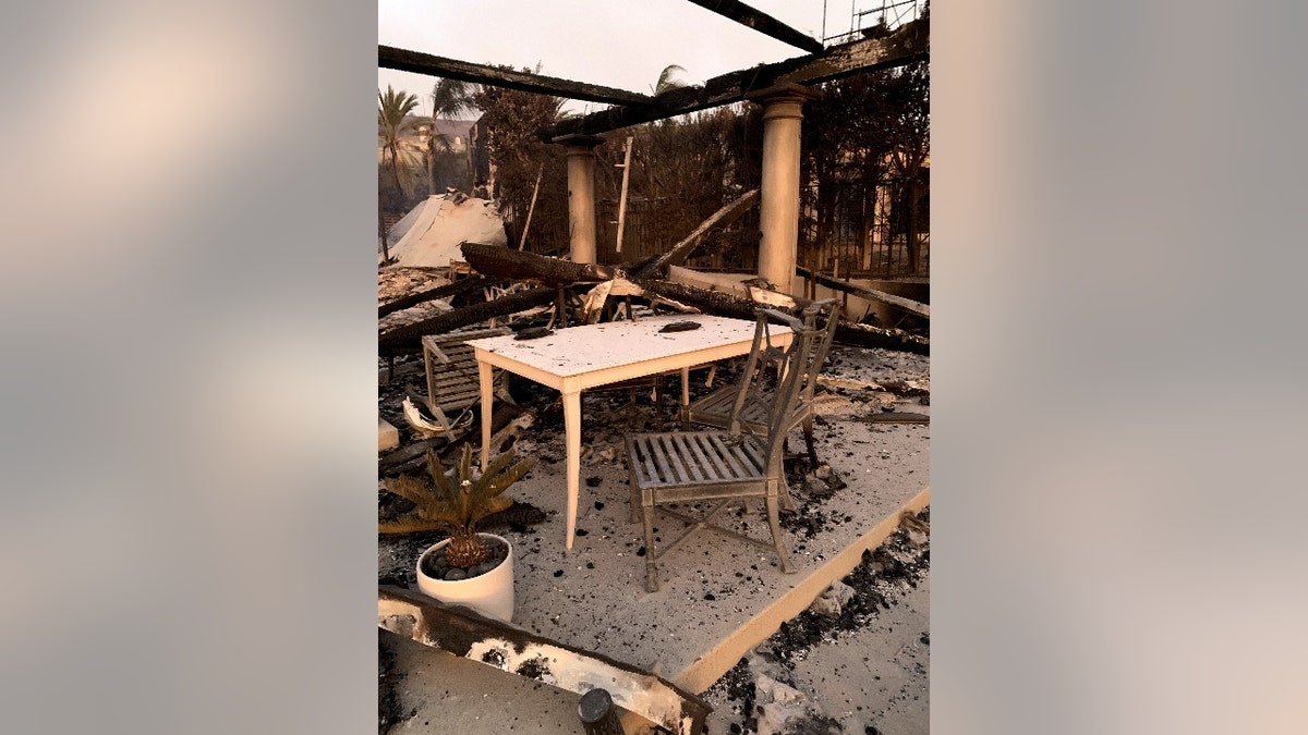 The Mallen family's destroyed back patio.