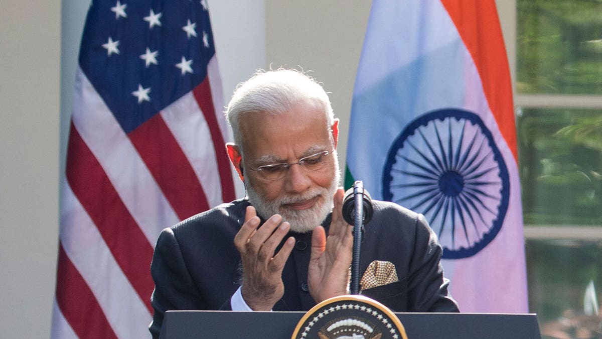 President Donald Trump and Indian Prime Minister Narendra Modi, pictured, held a joint press conference in the Rose Garden of the White House in Washington, D.C., on June 26, 2017.