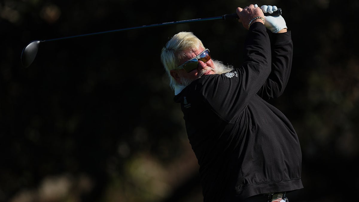 John Daly hits tee shot