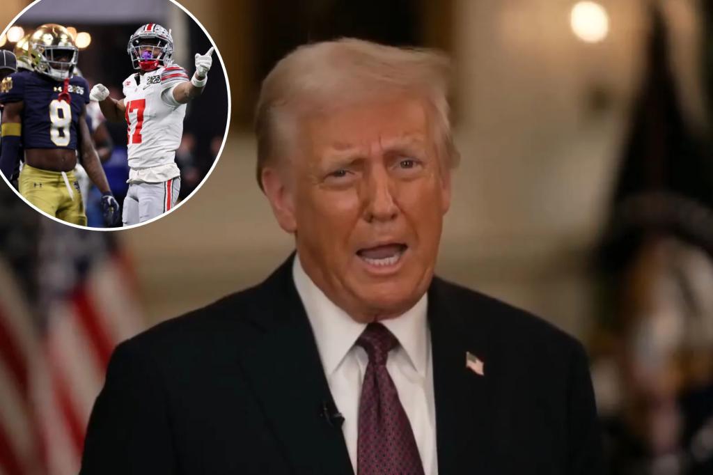 Trump makes surprise statement during CFP championship halftime segment on ESPN: ‘Historic and exciting day’