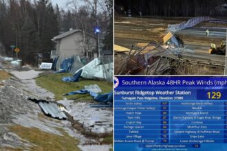 Alaska pummeled by hurricane-force winds near 130 mph as widespread damage seen in Anchorage