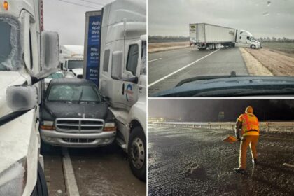 Drivers skid and crash as wintry mix grips central US before moving east