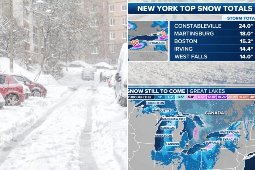 Lake-effect snow buries parts of New York in 2 feet of snow during wild winter storm