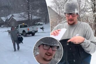 Indiana pizza delivery driver tipped  after hiking through snowstorm in ‘affluent’ neighborhood — then police officer steps in to help