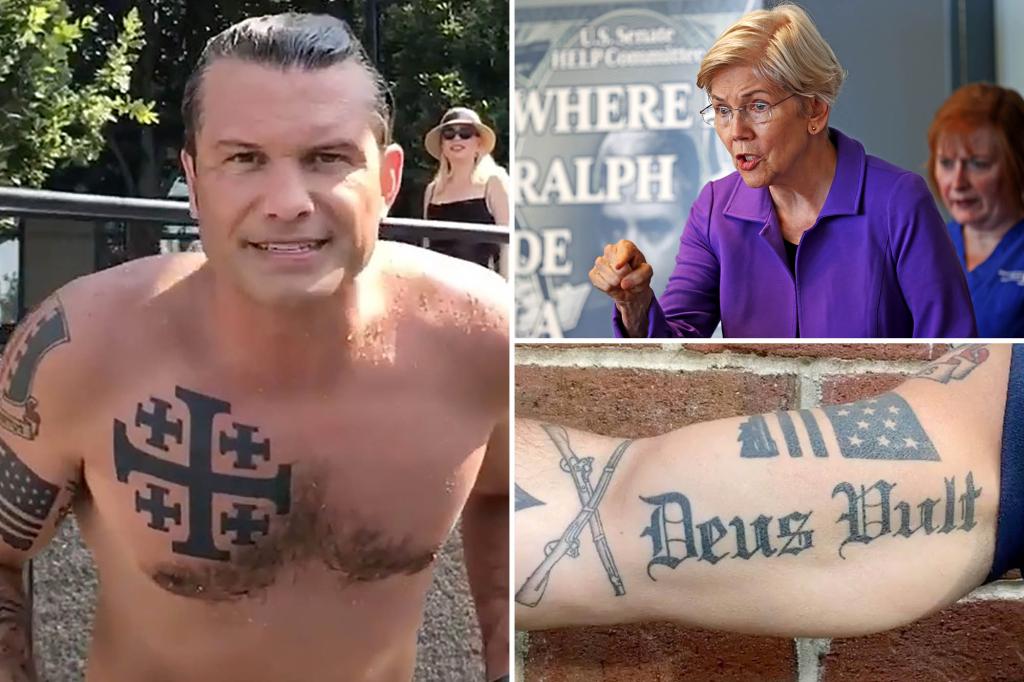 Sen. Warren harps on Hegseth’s Christian tattoo, worries he may be insider threat as she rails against his anti-woke push