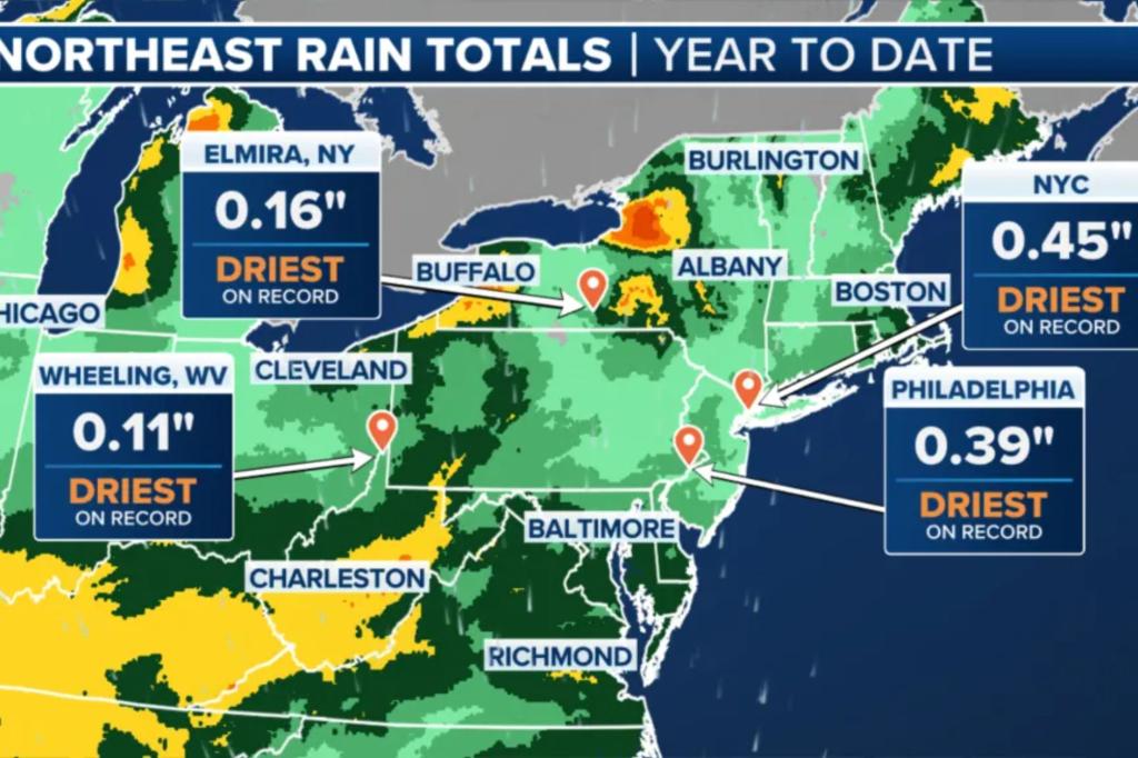 Northeast faces icy roads as coast-to-coast storm brings rain to record-dry NYC, Philadelphia