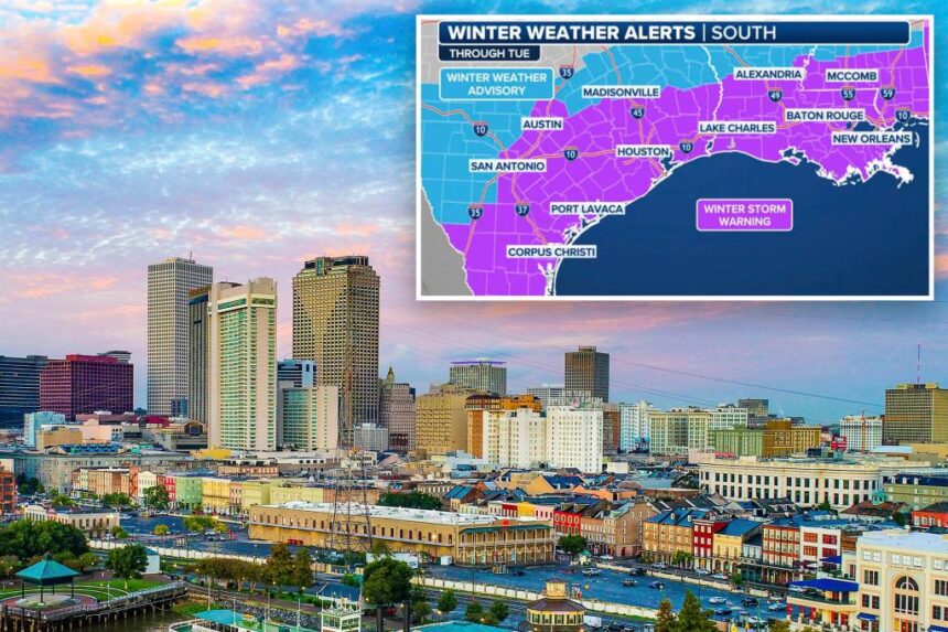 Gulf Coast, including Houston and New Orleans, expected to be buried by historic snowstorm