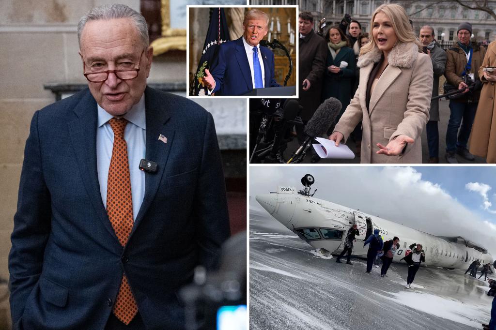 Karoline Leavitt blasts ‘irresponsible’ Chuck Schumer for blaming Delta plane crash on Donald Trump — even though it was in Canada