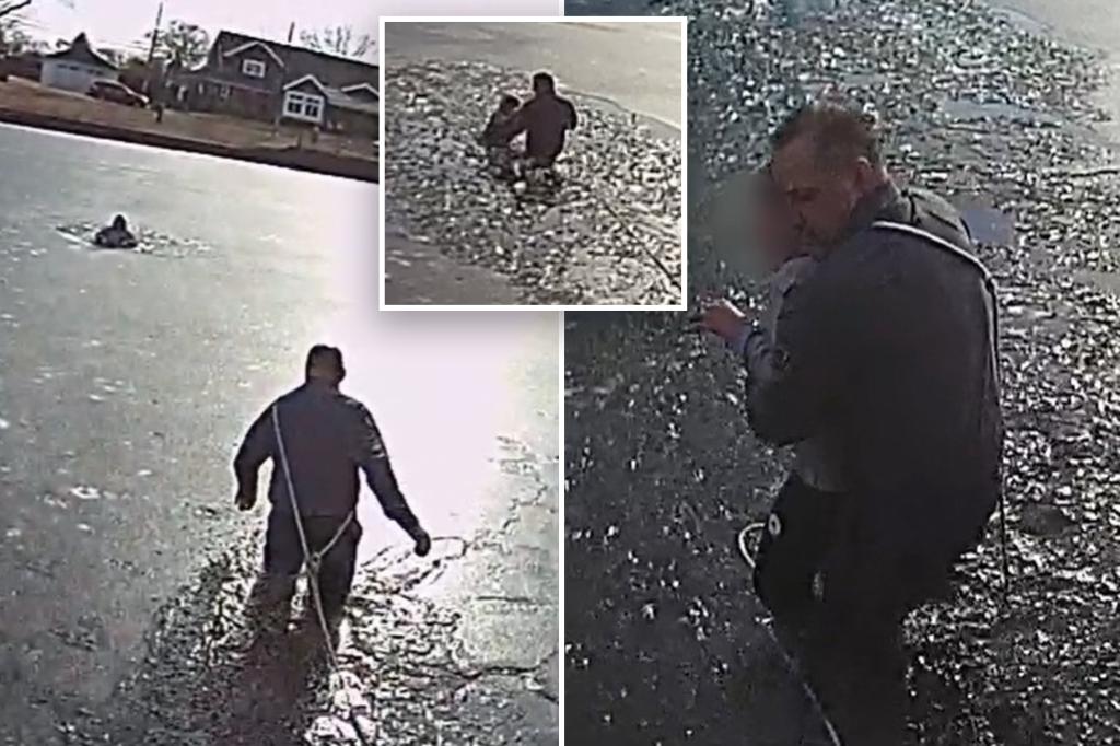 Dramatic video shows NJ cop rescuing boy, 11, who fell through ice on frozen lake