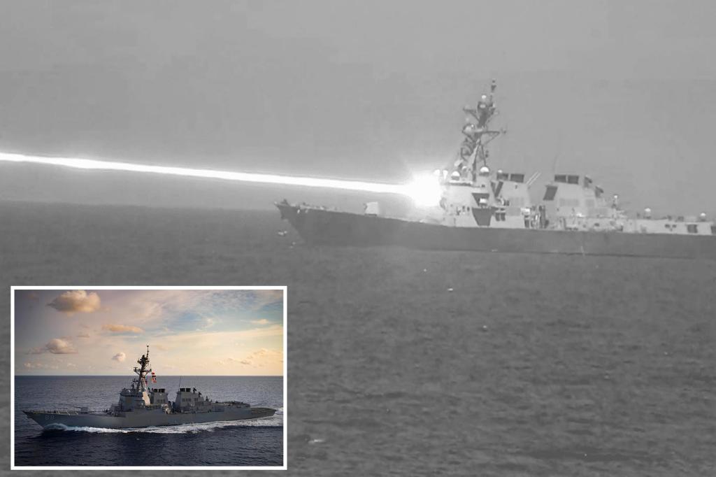 Incredible photo shows US Navy using laser weapon dubbed ‘Helios’ from warship