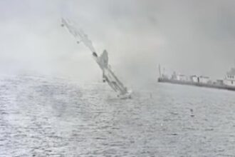 New footage shows moment military fighter jet crashes into San Diego Bay as pilots eject safely