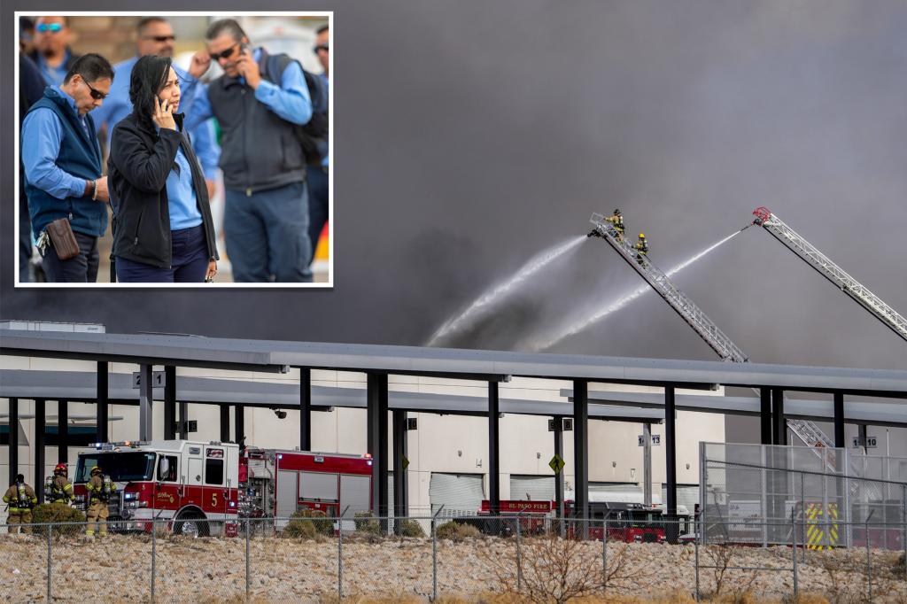 Firefighters battle inferno after reported explosion near Texas airport, 7 injured