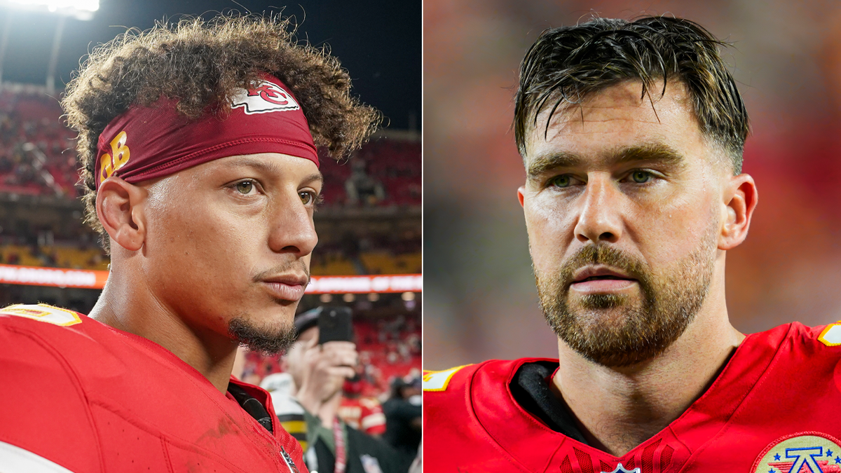 Patrick Mahomes and Travis Kelce side by side