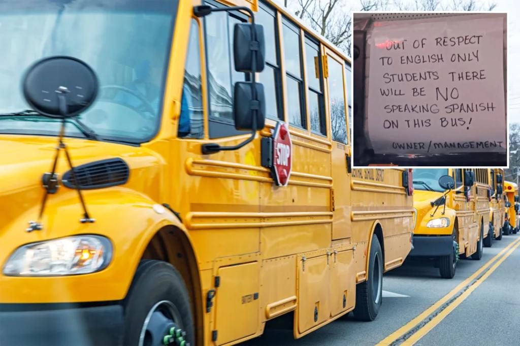 Shocking racially charged sign banning Spanish appears on Pennsylvania school bus