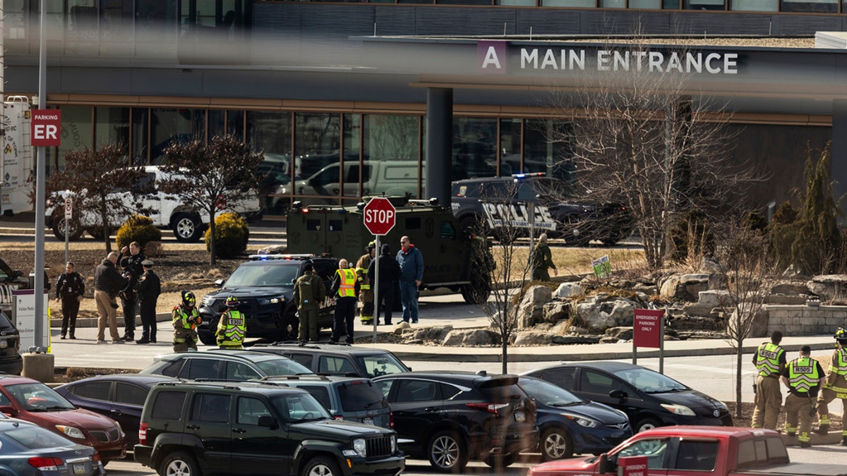 Law enforcement respond to the scene of a shooting at UPMC Memorial Hospital in York, Pa. on Saturday.  