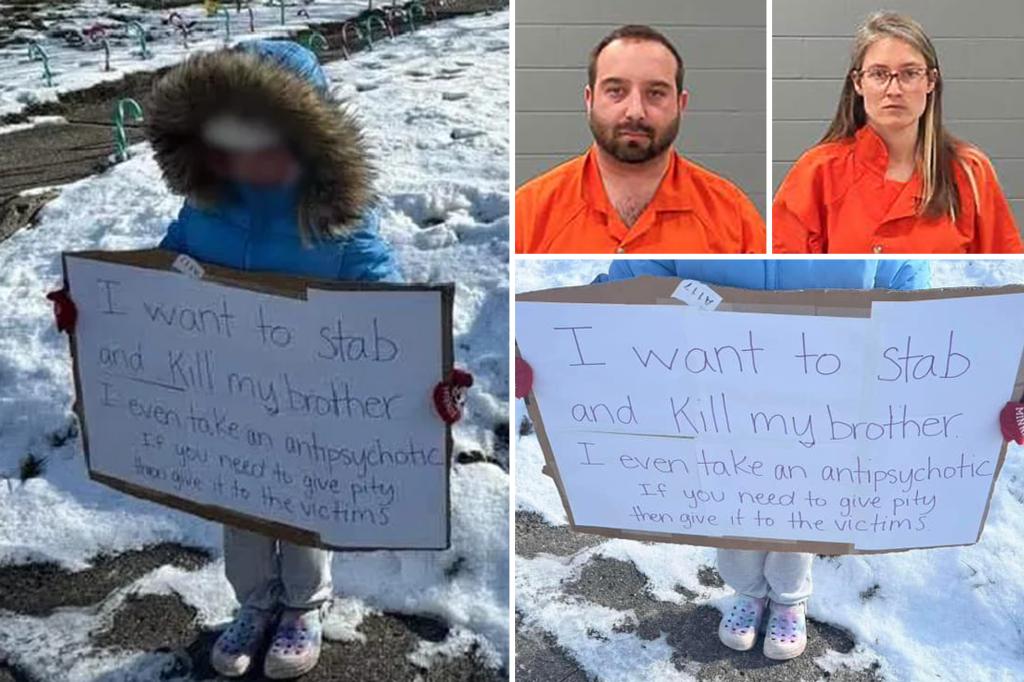 Indiana cop allegedly forced daughter to hold ‘I want to stab and Kill my brother’ sign in freezing weather as punishment for pouting