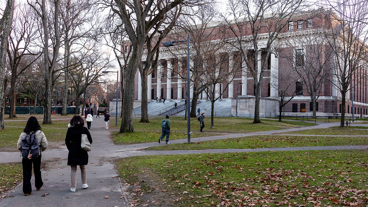 People walking on campus at Harvard University