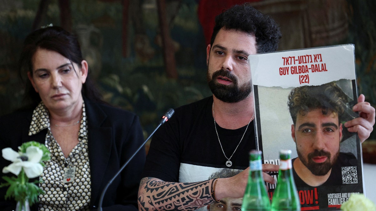 Guy Gilboa-Dalal's mother, Meirav, and his brother, Gal, speak in Rome after meeting Pope Francis.