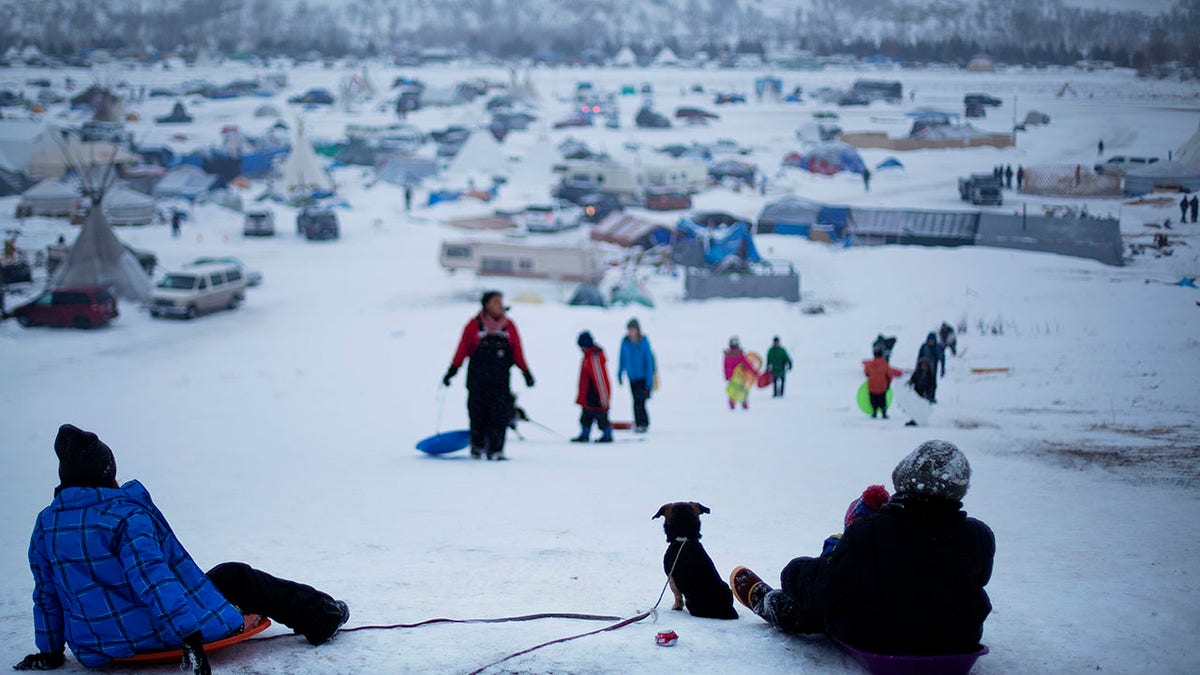 The camp where people have gathered to protest the Dakota Access oil pipeline.