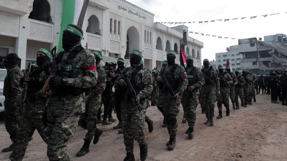 Hamas terrorist in uniform on the streets