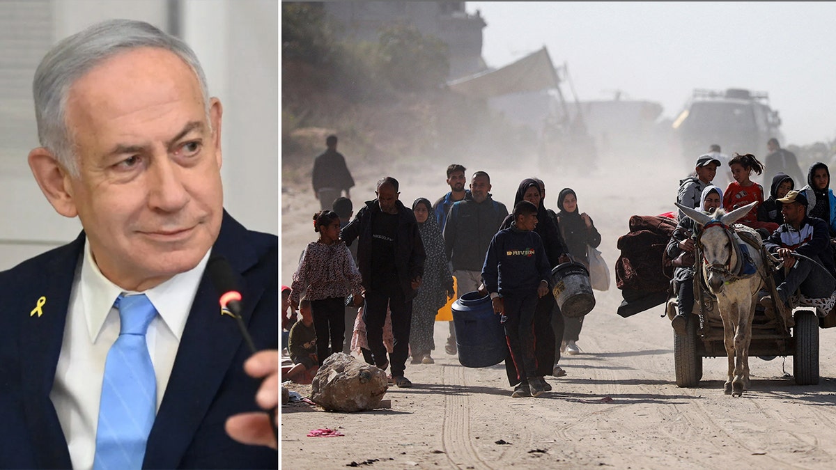 Netanyahu and Palestinians fleeing northern Gaza