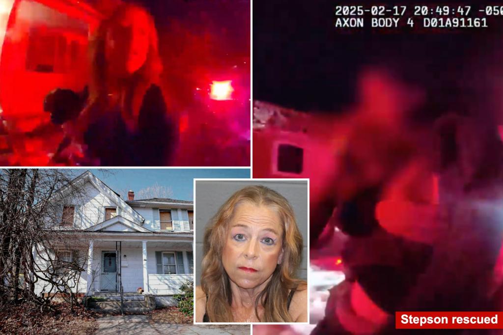 Moment Connecticut house of horrors victim is rescued after lighting fire to escape stepmom Kimberly Sullivan who held him captive for decades