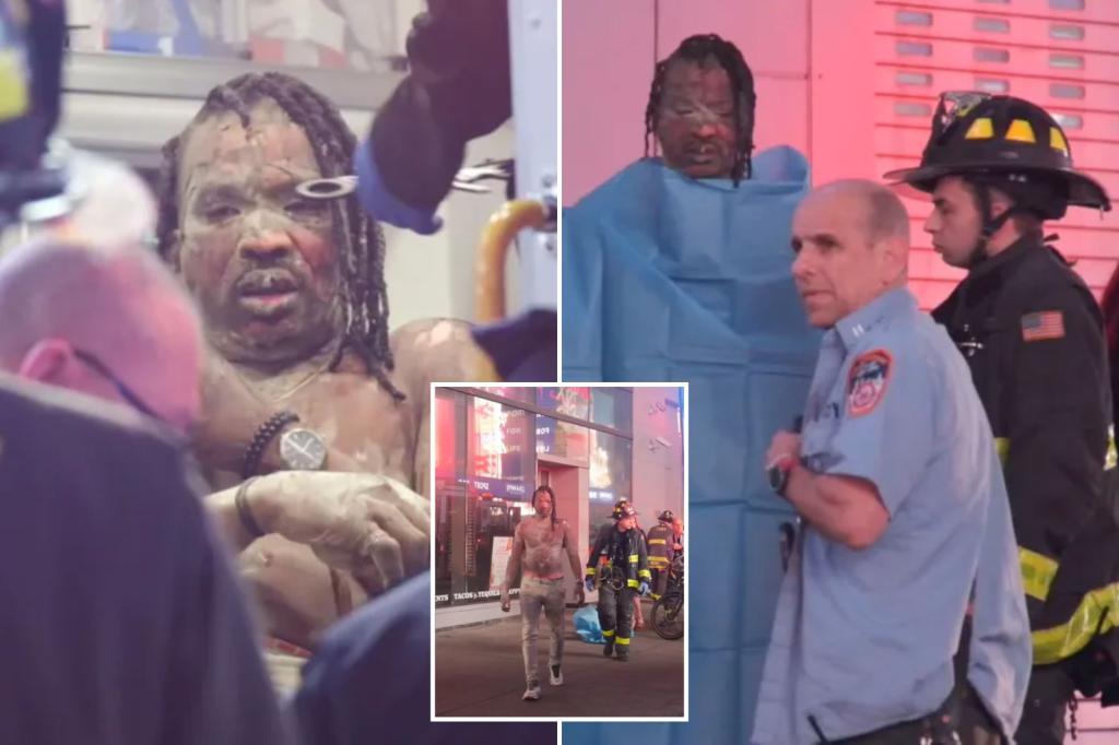 Man set on fire in Times Square, leaving him horrifically burned: video