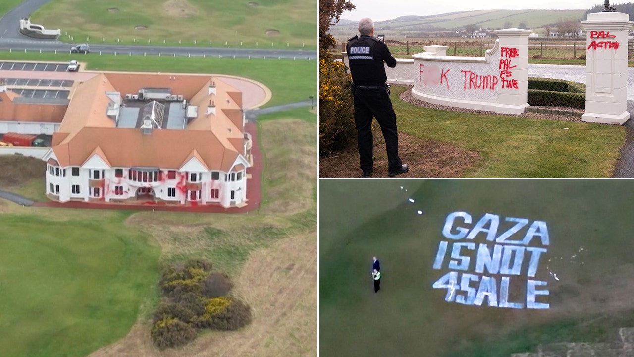 Trump’s Scottish golf resort vandalized by pro-Palestine group over Gaza stance