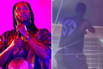 Performer wearing shirt with huge swastika gets on stage during Waka Flocka Flame concert in NOLA