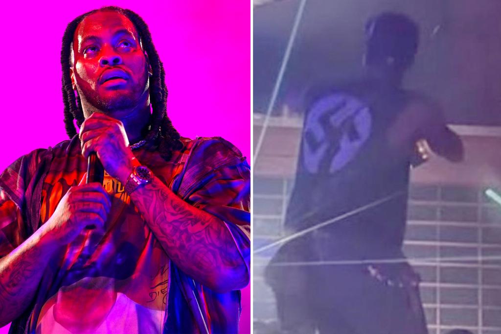Performer wearing shirt with huge swastika gets on stage during Waka Flocka Flame concert in NOLA