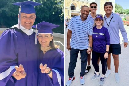 Mom and son — donning matching sneakers — graduate from TCU together during special Mother’s Day weekend