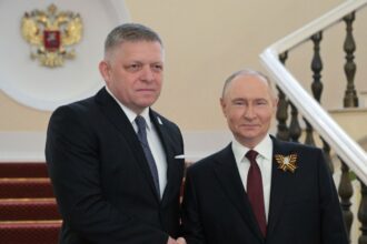 Slovak protesters condemn PM Robert Fico’s Moscow visit to meet Putin