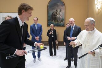Pope Leo XIV receives tennis ace Sinner at the Vatican