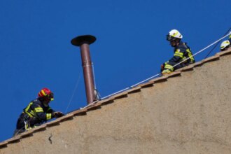 Chimney installed on Sistine Chapel’s roof ahead of conclave to pick Pope Francis’ successor