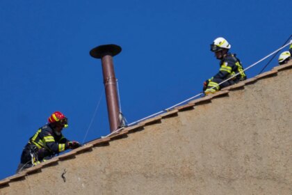 Chimney installed on Sistine Chapel’s roof ahead of conclave to pick Pope Francis’ successor