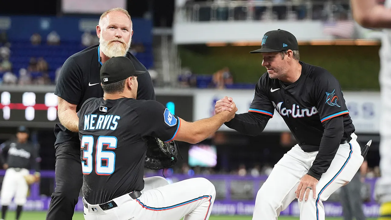Marlins’ Matt Mervis suffers brutal hit in the groin after missed play